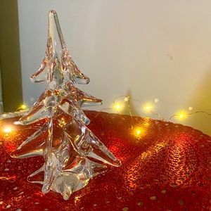 Vintage 25% Lead Crystal Christmas Pine statue figurine 8” Made in Japan